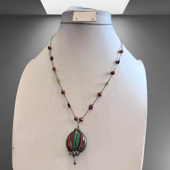 Vintage Venetian Style Handblown Glass Pendant Necklace - Picture 7 of 7